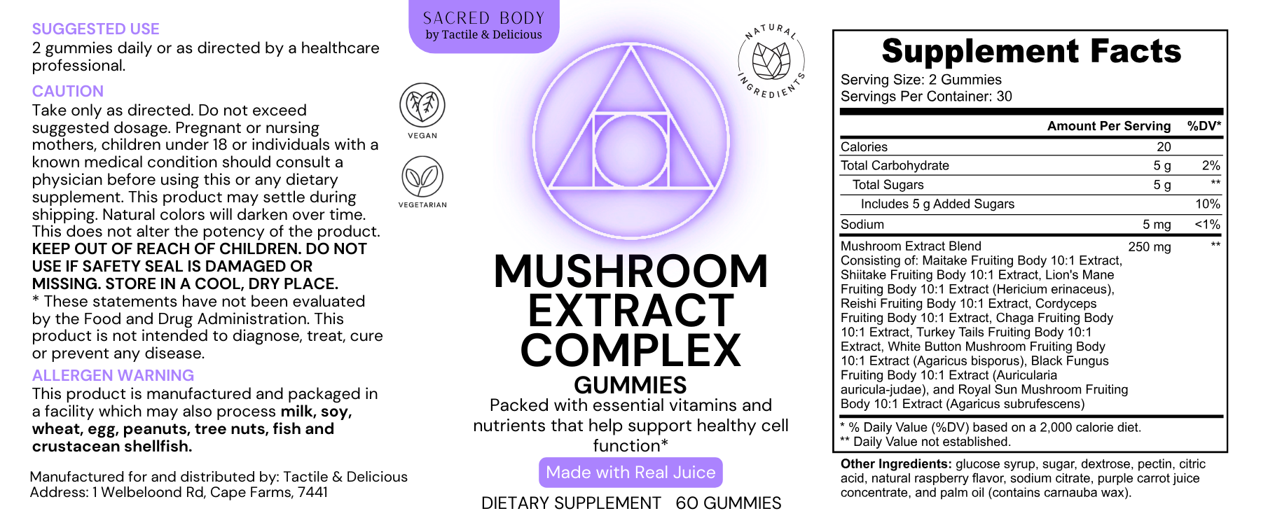 Sacred Body Mushroom Extract Complex